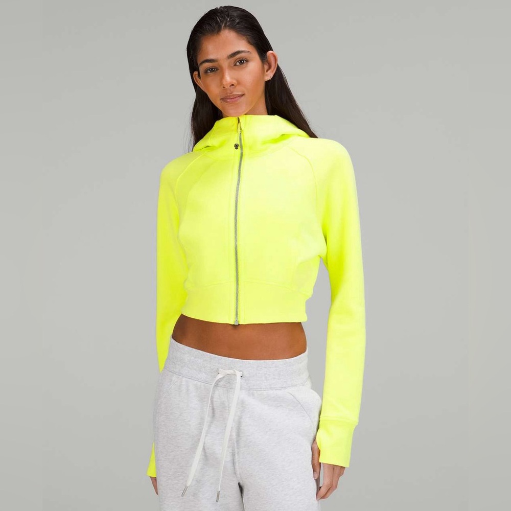 Lululemon Scuba Full-Zip Cropped Hoodie- Electric Lemon Size 0/2